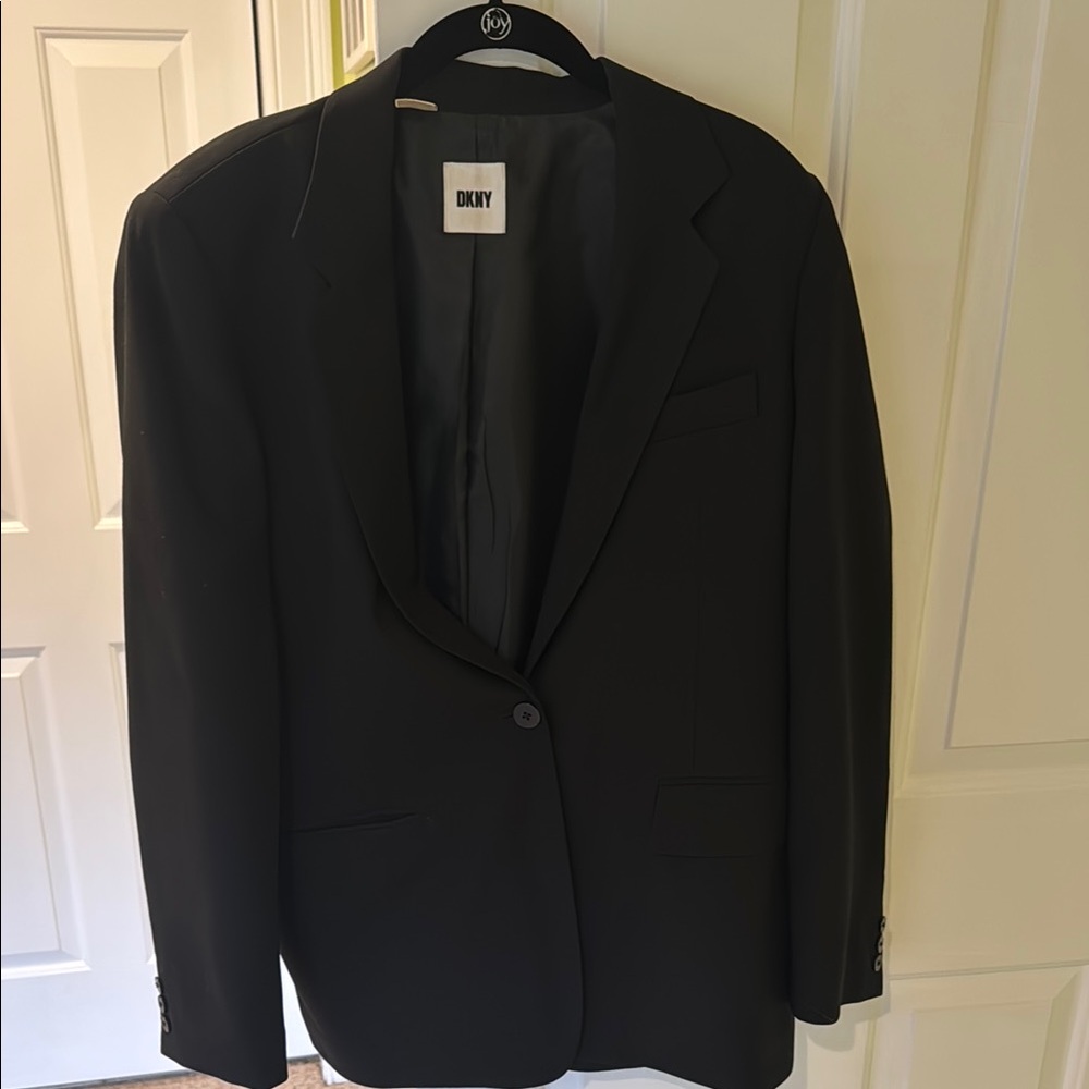 DKNY Womens Black Single-Button Blazer